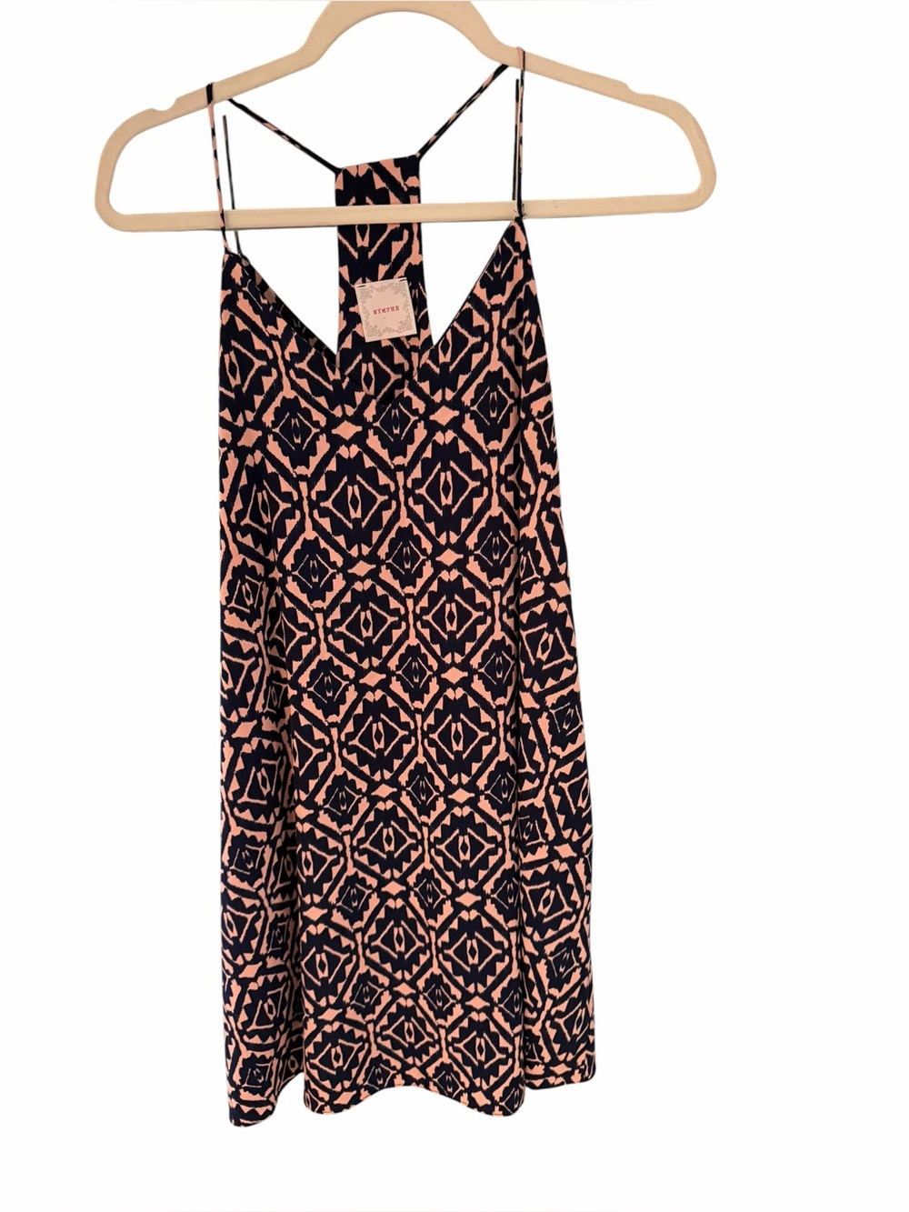 NYMPHE Aztec Geometric Racerback Slip Dress Navy Coral